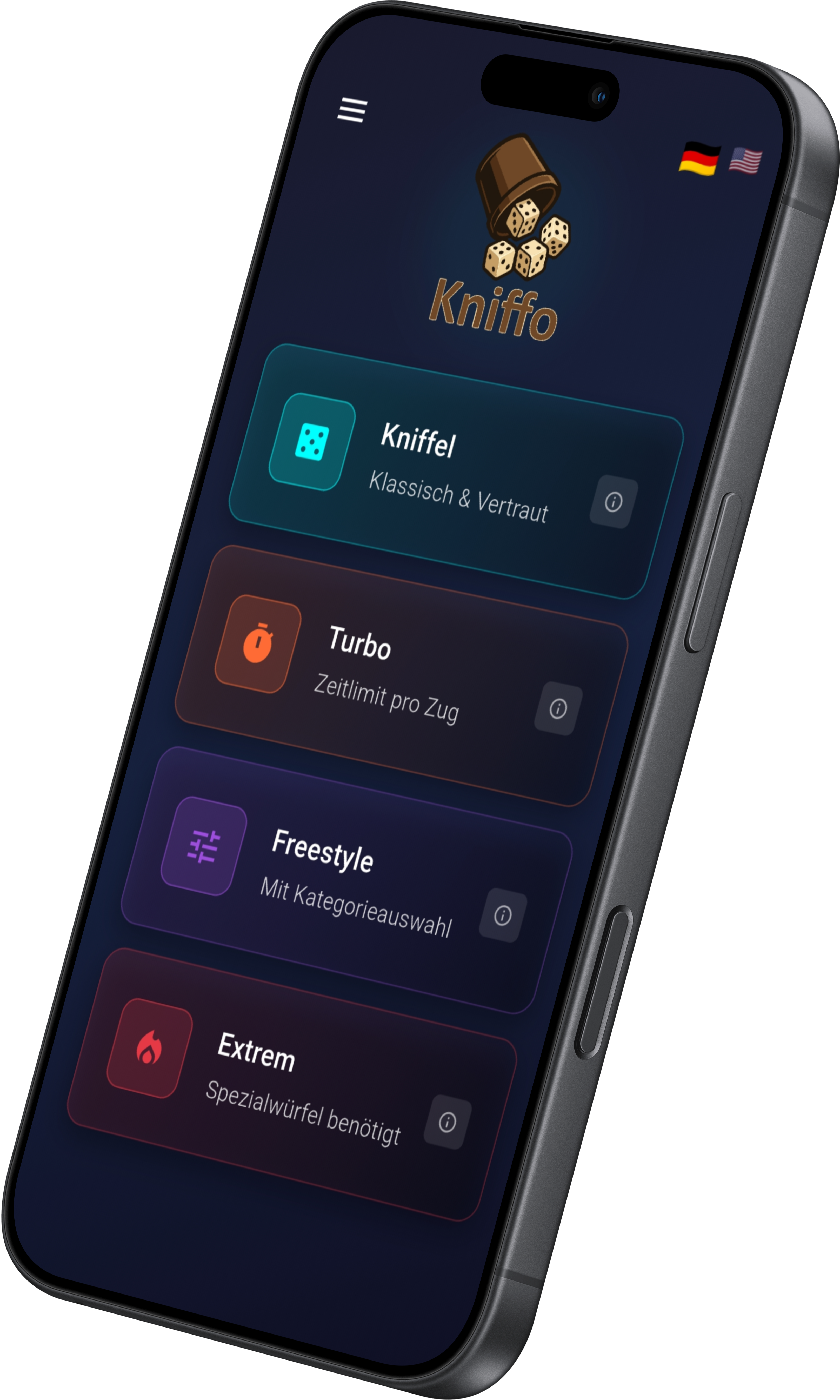 Kniffo App Screenshot - Spielmodi